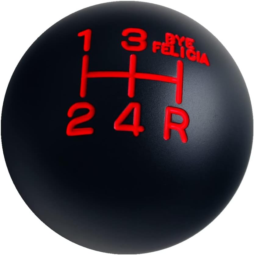 DEWHEL Black/Red Bye Felicia 5 Speed Imprinted Manual Transmission Shift Knob Weighted M12x1.25 M10x1.5 M10x1.25 M8x1.25