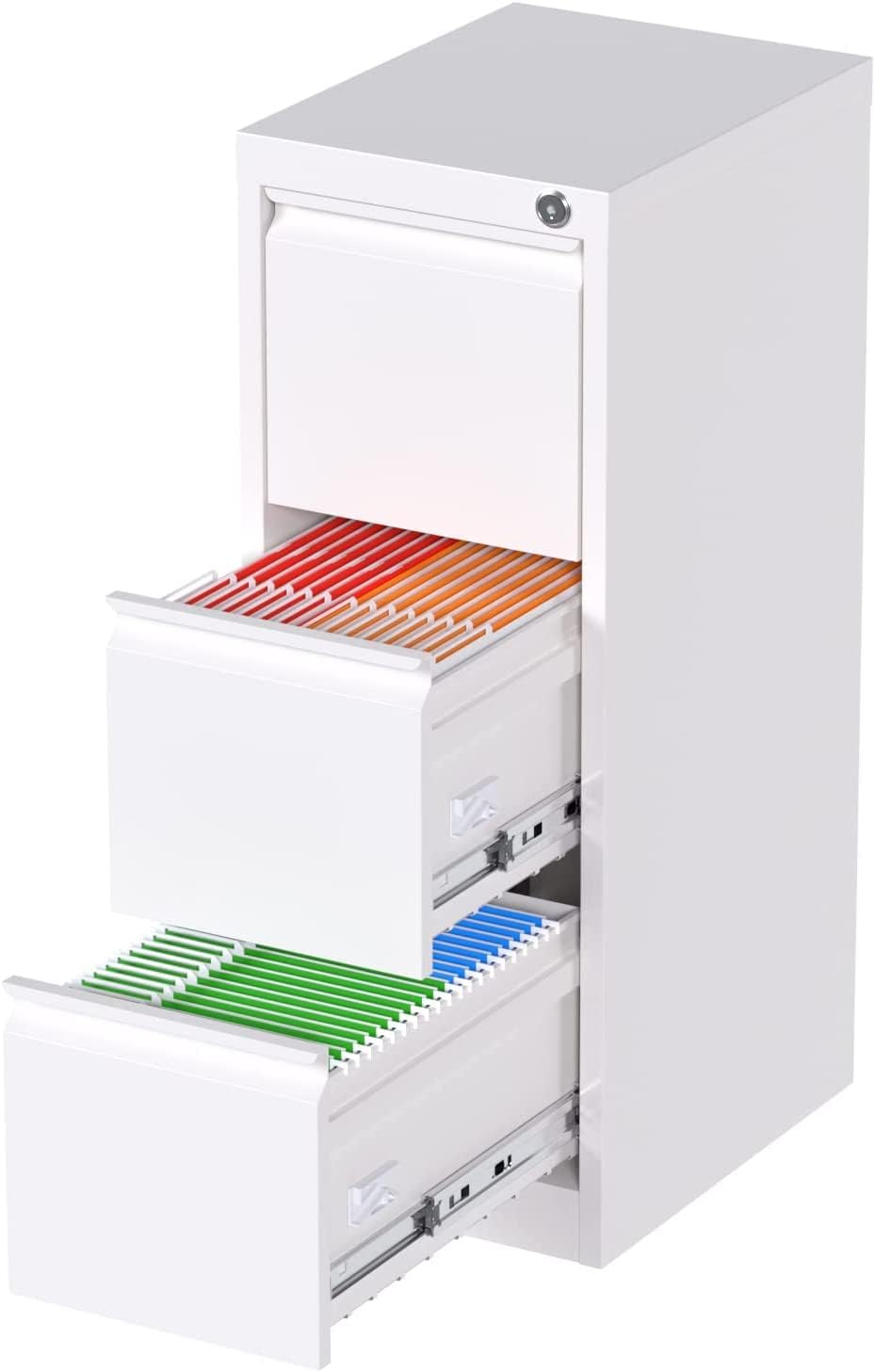 GangMei 3 Drawer Metal Vertical File with Lock