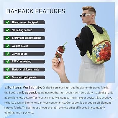 BeeGreen Ultra Lightweight Backpack Waterproof for Women Men Simple Modern Backpacks for Travel, Shopping & Daily Use Foldable Pocket-Sized Back Pack Wide Straps Back Packs Flamingo