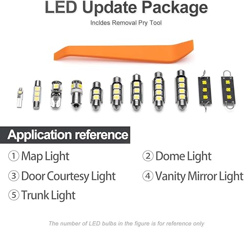 Miniatura 7 de Kit de bombillas LED legado para Subaru Legacy 2010 2011 2012 2013 2014 2015 2016 2017 2018 2019 2020 2021 2022 bombillas LED interiores blancas
