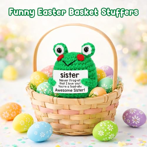 LEJIAJINW Sister Birthday Gifts, Sisters Gift from Sist-er Brother, Soul Sister' Friend Gifts for Women Girls Presents, Funny Gift for Women Teen Girls, Mini Positive Frog Crochet Animals — view 5