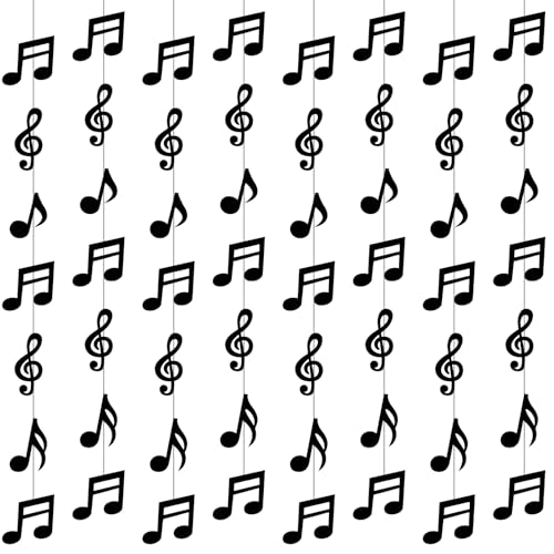 HekouJiub Lot de 8 décorations de musique d'anniversaire - Bannière en papier pour anniversaire des années 50 et 80 - Fournitures de fête de mariage - Décoration de...