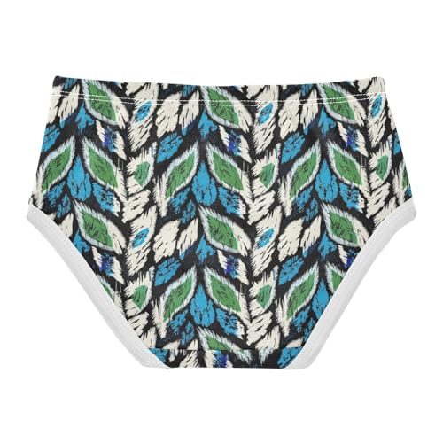 Joisal Artistic Ikat Blue Green Leaf Cute Panties Girl Toddler Underwear Floral Cotton Colorful Briefs Kids Undies 2t2
