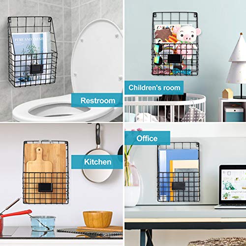 image for WantuSee Metal Wire Wall Mounted Magazine Holder, Wall Hanging Organiz
