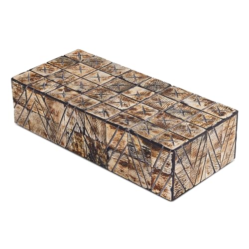 Handicrafts Home Decorative Storage Box 10x4.5 – Remote Control Holder, Jewelry Organizer, Modern Decorative Box with Lid, Boho Chic Home Décor Accent, Vintage Memory Box for Living Room Shelf Décor