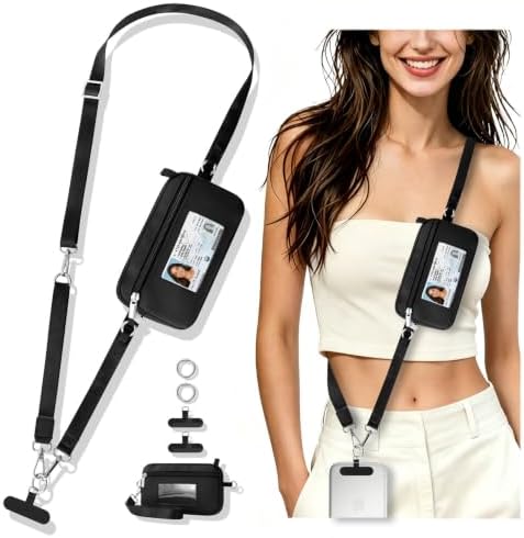 WEESMILE Clip and Go Strap for Phone with Wallet Crossbody, Adjustable