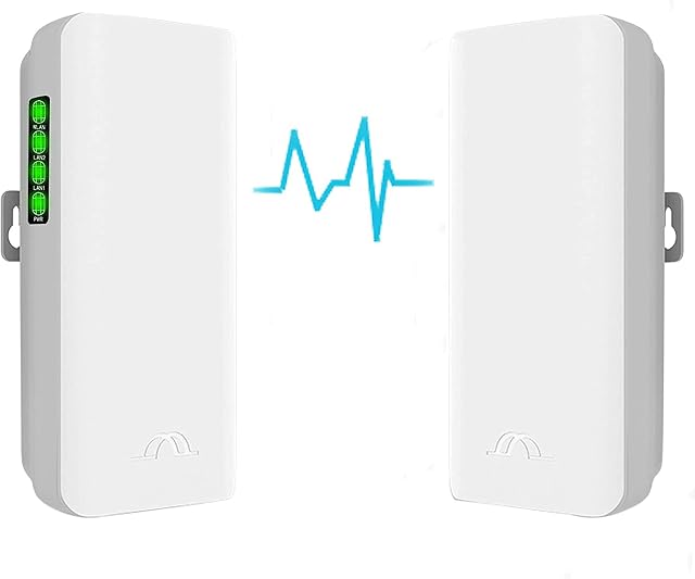 Wireless Bridge,5.8GHz Outdoor Point to Point Access PTP/PTMP Plug & Play CPE Network 300Mbps 2KM Long Range WiFi Wireless Bridge with 12DBI High Gain Antenna,UK POE Power Adapter,2pcs Ethernet Cables