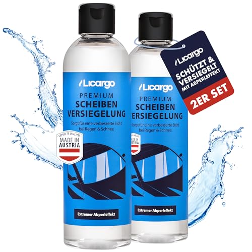 LICARGO® Scheibenversiegelung Auto (2x 250ml) - extremer Abperleffekt für klare Sicht - Glasversiegelung Auto für wasserabweisende Scheiben (2er Set Scheibenversiegelung)