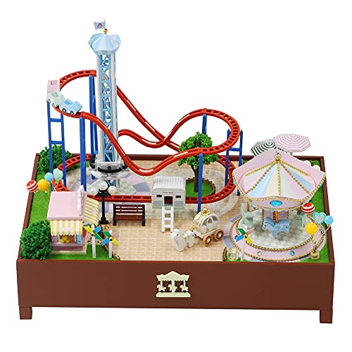 WonDerfulC Vergnügungspark 3D Montiertes Puzzle Modell Szene Spielzeughaus DIY Miniatur Holz Puppenhaus Kit Spieluhr… – Bild 4