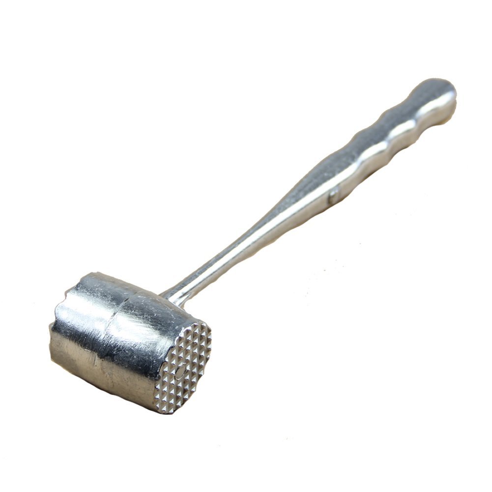 CTRLZS Silver Two Sides Aluminum Round Meat Hammer Mallet Tenderizer Beef Pork Chicken Beater Length 20.5cm Diameter 3.5cm (Oval)
