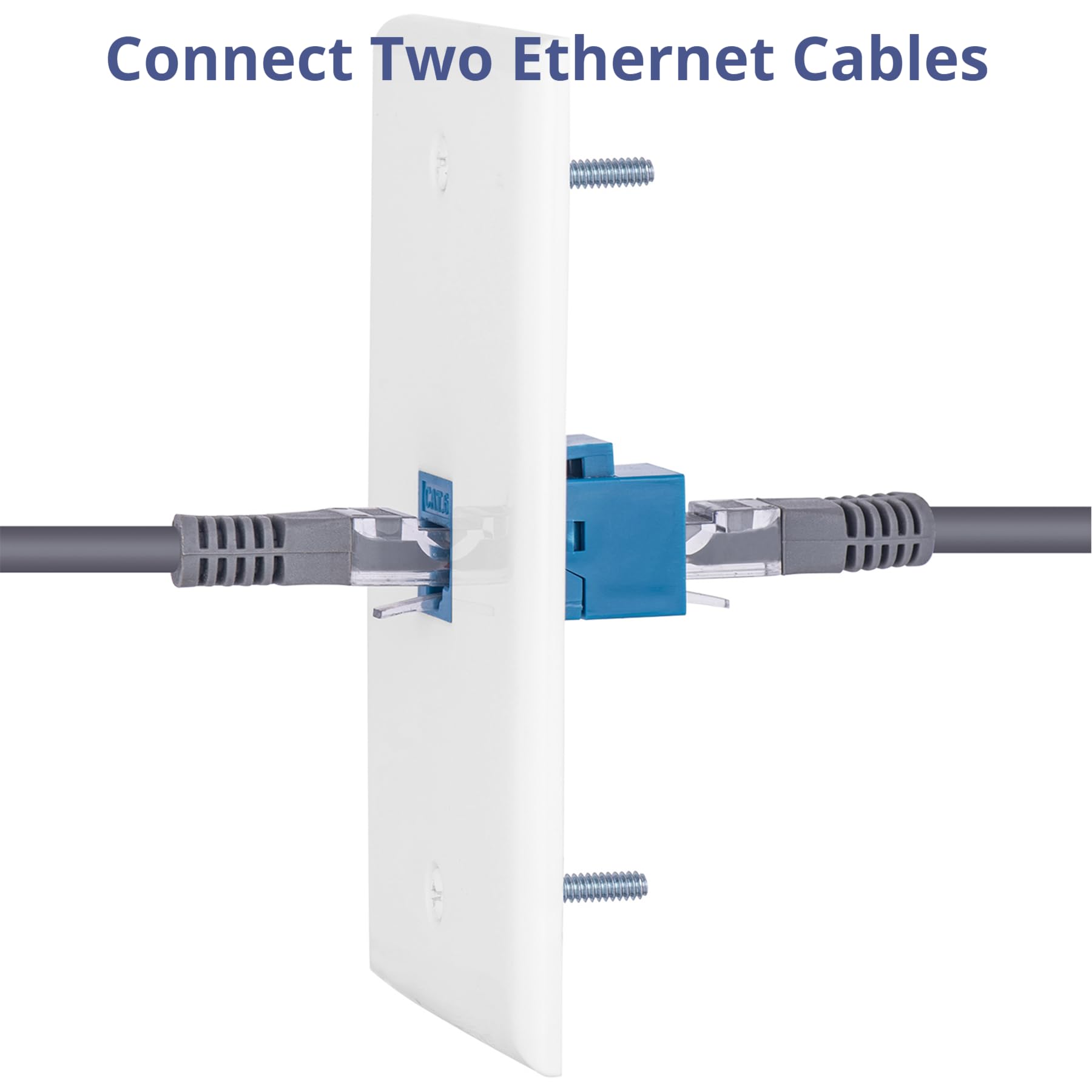 Lot de 4 plaques murales Ethernet Keystone Jack 1 port avec coupleur RJ45 Keystone, femelle vers femelle Cat6 - Bleu