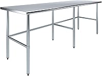 Vista 21 de AmGood Mesa de trabajo de acero inoxidable con base abierta, banco de trabajo de metal