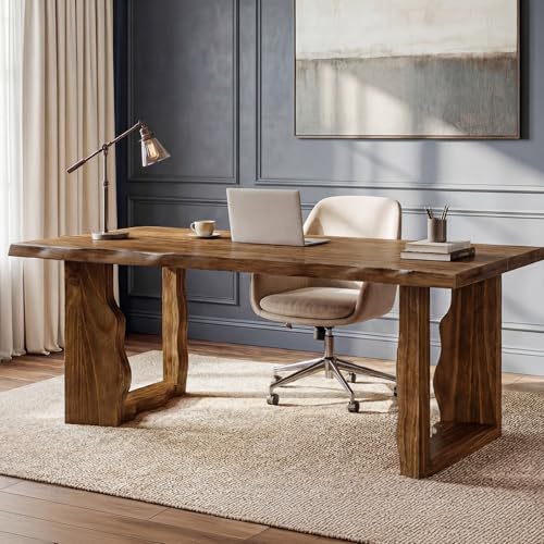 Rustic Live Edge Solid Wood Executive Desk