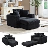 sofabedintheroom Boneless Chaise Lounge Chair Indoor, All-Foam Convertible Lounge Chair with No Frame, Wide Reclining Floor Lounger for Reading, Napping & Relaxation, No Assembly Needed (Black)