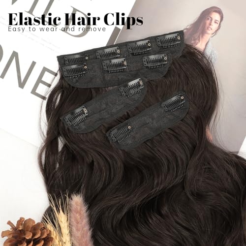 Image of KooKaStyle Wavy Thick Clip in Hair Extensions 16 inch Dark Brown