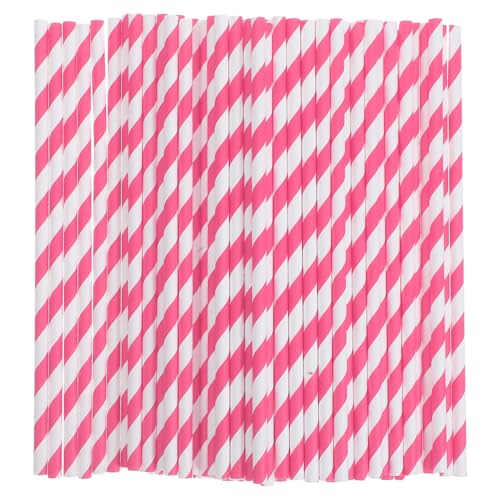 100 pitillos biodegradables de papel rayados 20cm miniatura 1