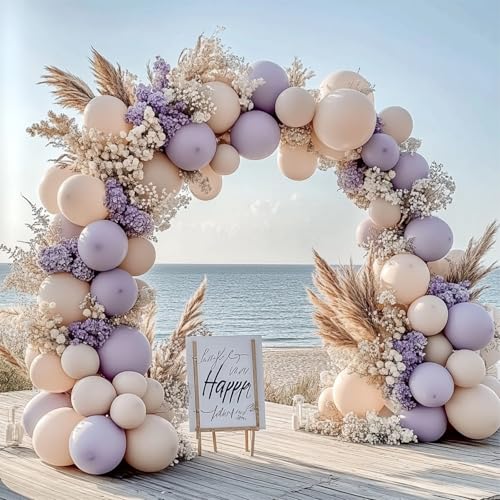 Image of 108Pcs Double Stuffed Lavender Balloon Garland Arch Kit