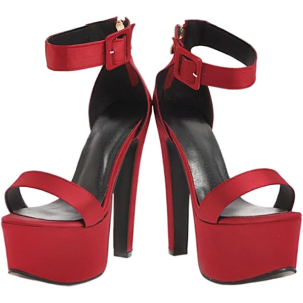 Hyfzxwx Women's B High Heel Platform Ankle Strap Sandals 16Cm Size Sexy/B/36Eu