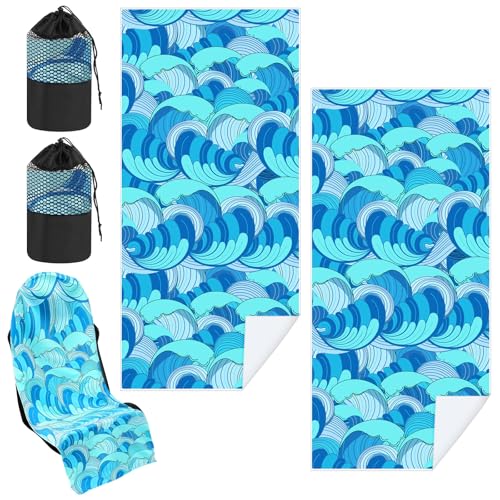 Image of Hahafelt 2 Pack Car Seat Towel Cover with Storage Bag, Waves