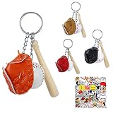 ZERRIOY 4 Set Baseball Keychain 50 Pcs Baseball Stickers Softball for Helmets Sports Party Anxiety R