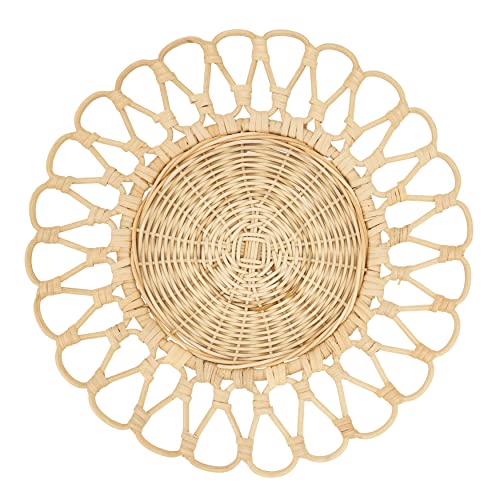 SARO LIFESTYLE Bandung Collection Cutwork Design Rattan Placemats (Set of 4), 15", Natural by SARO LIFESTYLE - Used condition - US$45.20