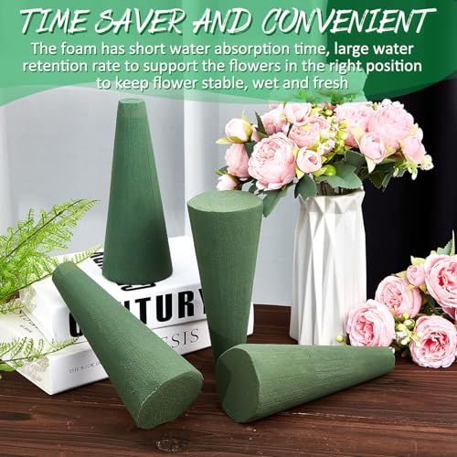 Dandat 20 Pcs Floral Foam Tree Cones Dry Wet Flower Foam Blocks Green 3.15 x 7.87 Inches for Flower Arrangements Florist Wedding Birthday Garden Cemetery Vase Plant Decorations by Dandat - Image 5