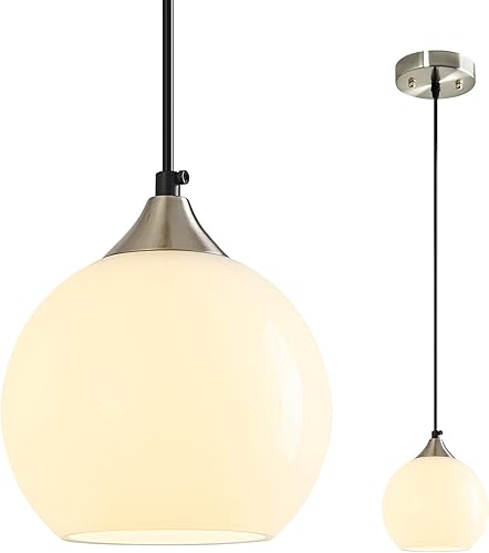 Miniatura 15 de Luces colgantes de cristal verde claro, iluminación de isla de cocina, luminarias de luz colgante de globo, iluminación colgante moderna para