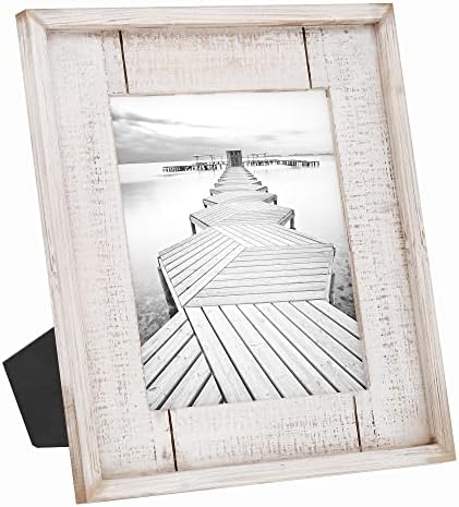Barnyard Designs 8x10 Rustic Picture Frame 8x10 Frame Distressed Wood Picture Frame, Farmhouse Picture Frame, Rustic Frame Vertical or Horizontal Display, Tabletop Wall Hanging Farmhouse Frame, White