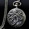 Tiong Vintage Octopus Hollow Quartz Pocket Watch Steampunk Bronze Pocket Watch with Necklace Gift for Men #2