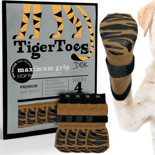 DOK TigerToes Premium Non-Slip Dog Socks for Hardwood...