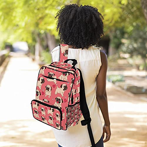 Sac de travail tendance pour ordinateur portable femme fille homme avec carlin rose - 6