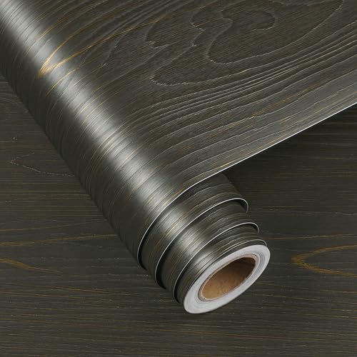 FunStick Papel pintado de madera gris extraíble y resistente al agua 4