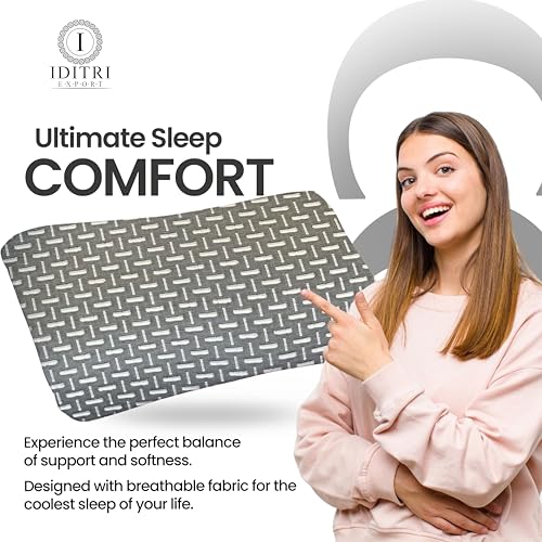 Image of Cervical Neck Pillow, Ergonomic Contour Memory Foam for Sleeping, 220 GSM Jacquard Weave Cover, 55x38x10 cm, Gray Geometric Pattern, Support for Stiff Shoulder and Snoring Relief