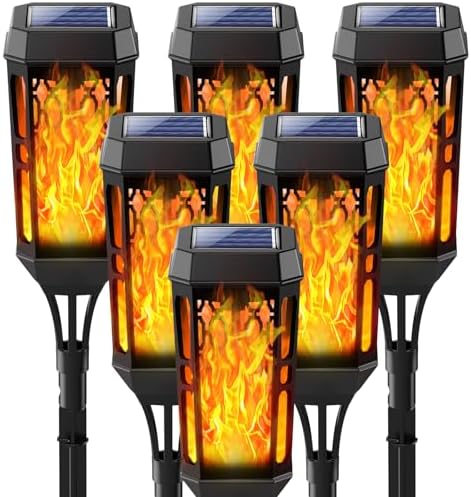YAZEKY Lumières Flamme Solaire Exterieure,4 Pièces 12 LED Lampe Solaire ...