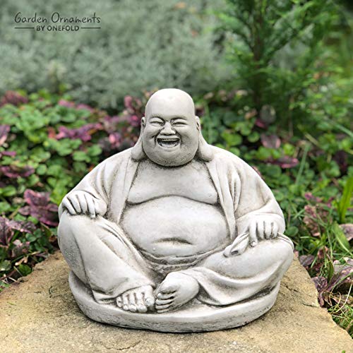 Image of ONEFOLD - FAT BELLY LAUGHING BUDDHA CAST STONE GARDEN ORNAMENT/STATUE/SCULPTURE