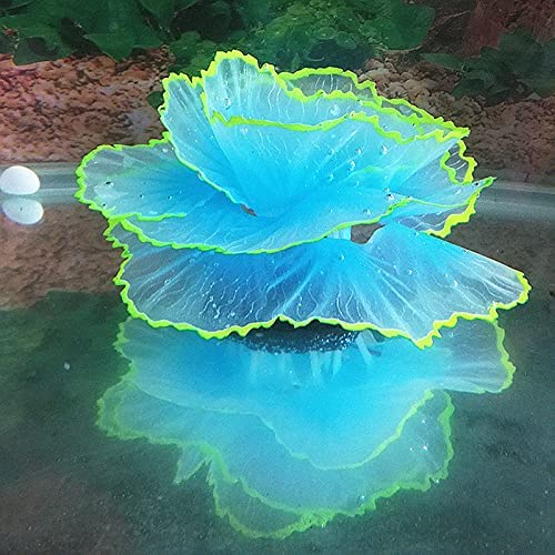 Norgail Aquarium Fish Tank Ornament Glowing Silicone Aquarium Ornaments Artificial Simulation Strip Coral Plant Decorations Landscape (Blue)