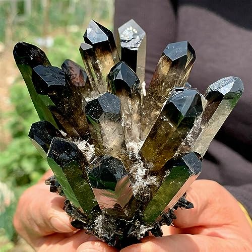 Quartz fumé noir 400g cluster de cristal naturel pour bureau - 3