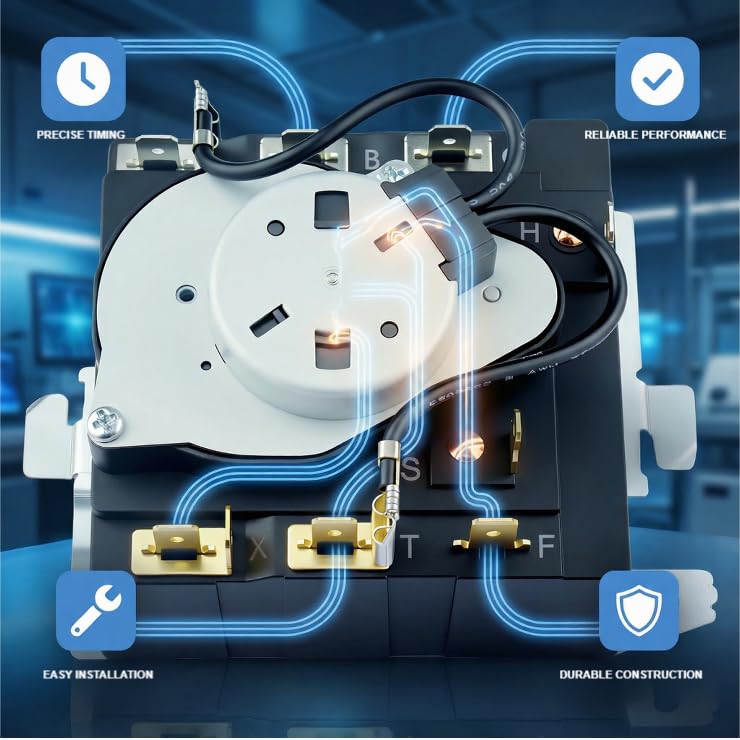 Image of WE04X24550 Dryer Timer Replacement - Direct Fit for GE & Hotpoint Dryers - Replaces 234D2377P004 TMD14M30 WE04X24549 - Compatible with GTD42EASJ2WW GTD48EASW0WB 2-Year QA