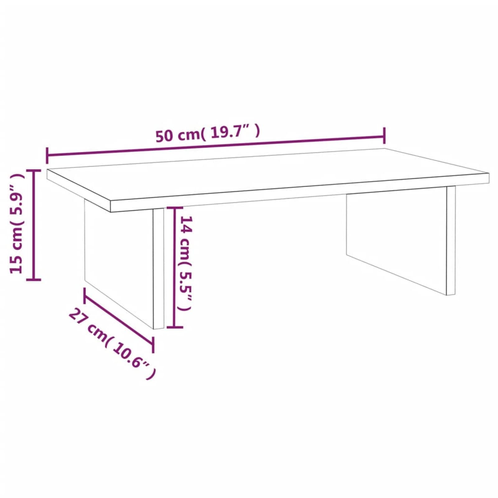 Homgoday Supporto per monitor bianco 50 x 27 x 15 cm in legno massello di pino, supporto da scrivania per monitor e laptop