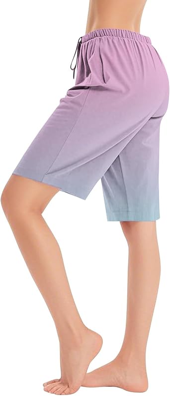 Womens Pajama Shorts Elastic Soft Comfy Sleep Bermuda Shorts Stylish Casual Lounge Pj Bottoms with Drawstring