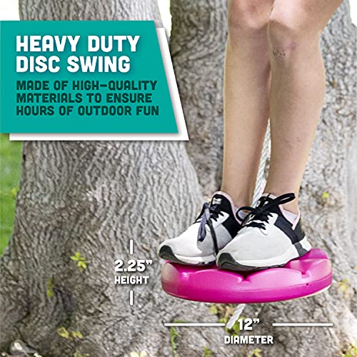 Squirrel Products Heavy Duty Pink Disc Tree Swing With Rope For Outdoor Play - Easy Diy Addition To Playset Or Tree #TOP3