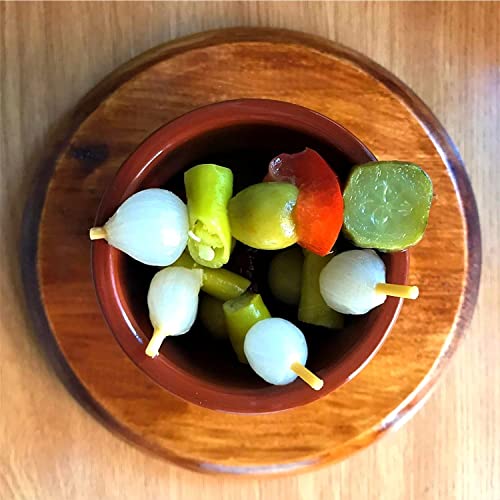 TORERAS - 2er Pack - Grüne Oliven, Paprika, Gurke, Zwiebeln in nativem Olivenöl - Essiggurken Oliven, Aufgespießtes Gemüse in Essig, Konserven Aufbackbrötchen, Spanien Aperitif - Pikanter Geschmack