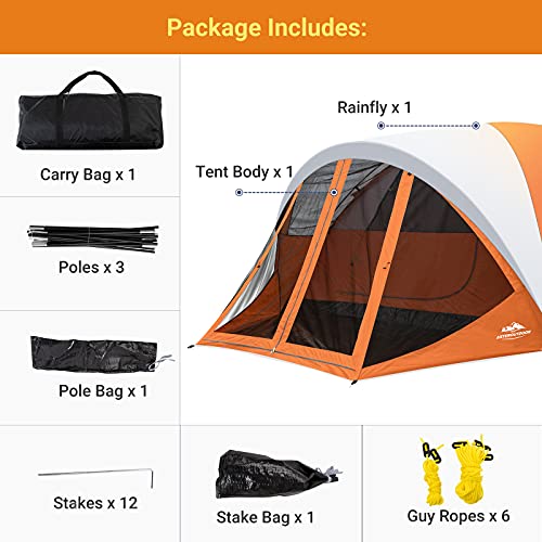 Asteroutdoor Camping Dome Tent 6 Person With Screen Room & Removable Rain Fly, Large Screen Room Porch, Waterproof, Easy Setup For Family Camping, Backpacking, Hiking, Adventure #TOP7