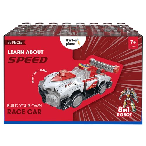 Image of 8-in-1 Super Racing Car White Star (98 Pieces) | Learn About Speed | Building Block Set for Kids Age 6+ | STEM Educational Toy | Build, Collect & Create Robot | Science & Learning Toy