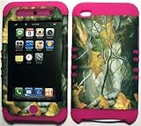 Camo Mossy Oak on Pink Silicone Skin for Apple ipod Touch iTouch 4G 4 Hybrid 2 in 1 Rubber Cover Hard Case