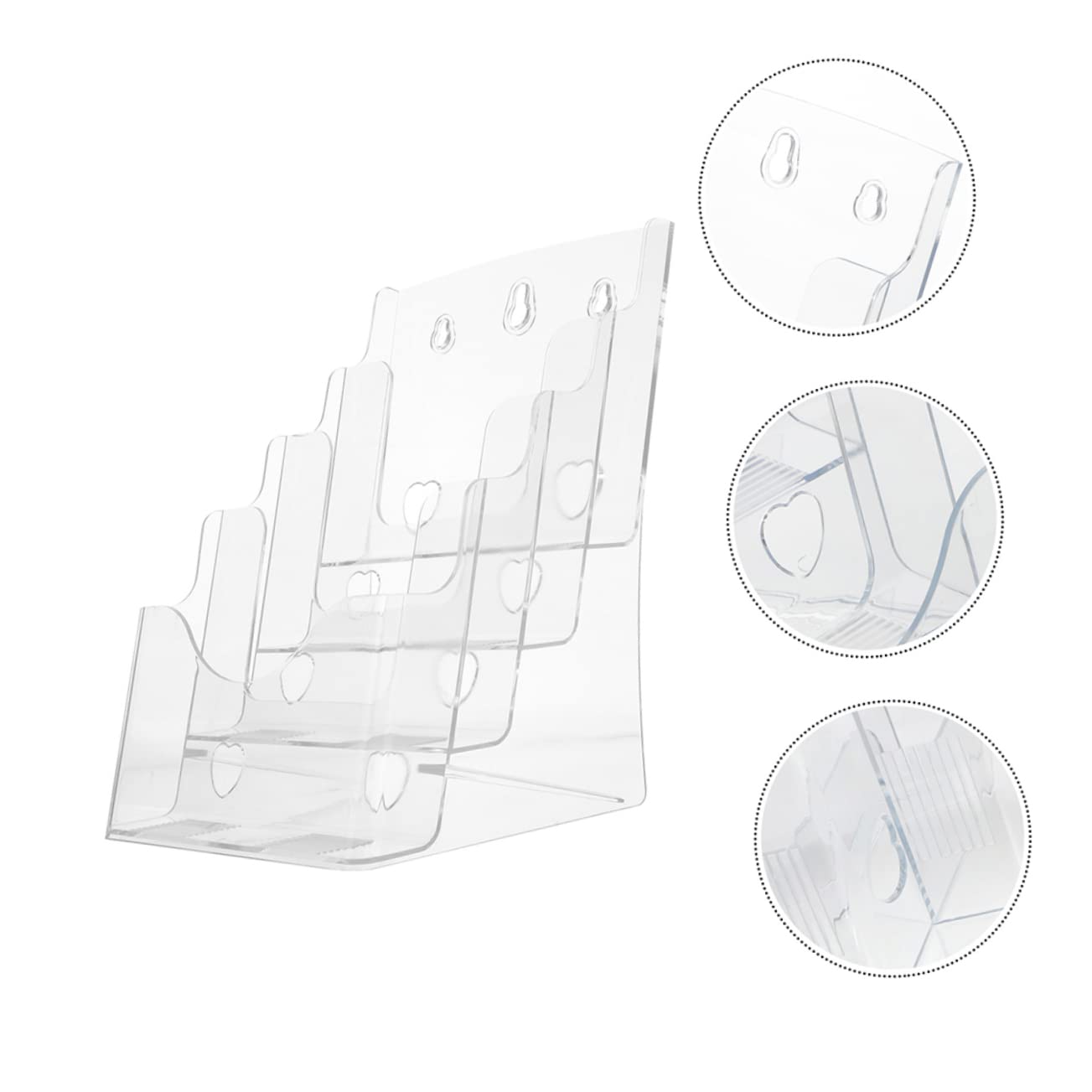 Sewroro Lot de 2 Présentoirs à Dépliants en Plastique, 4 Niveaux, Format Compact, pour Classer Brochures et Afficher des Prospectus la Maison Bureau