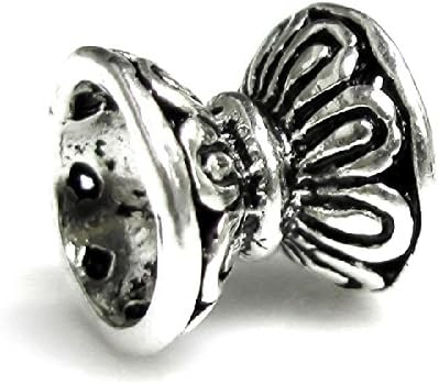 Dreambell 2 pcs .925 Sterling Silver Bali Flower Double Cap Bead Spacer Connector/Findings/Antique