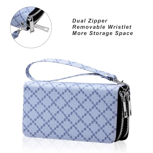 Image of Cellphone Wallet for Women Dual Zipper Long Purse with Removable Wristlet