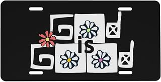 God is Good Christian Cute Floral Flowers Front License Plate Aluminum Decorative License Plates Metal Car Plate 6"X12" Novelty Vanity Tag Cover with 4 Holes Car Decor Accessory