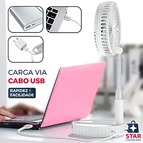 Ventilador Portátil Silencioso Dobrável 7200mah Retrátil